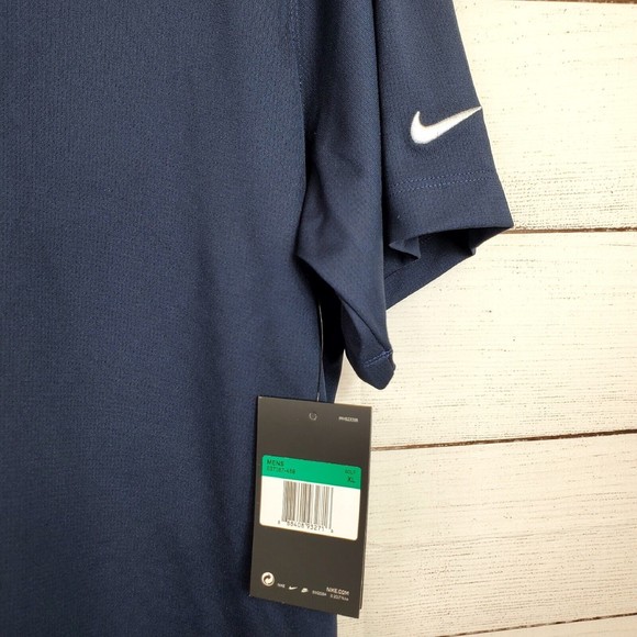 Nike Golf Dri-Fit Vertical Mesh Polo Shirt Mens Size XL Navy Short Sleeve NWT - Picture 3 of 10